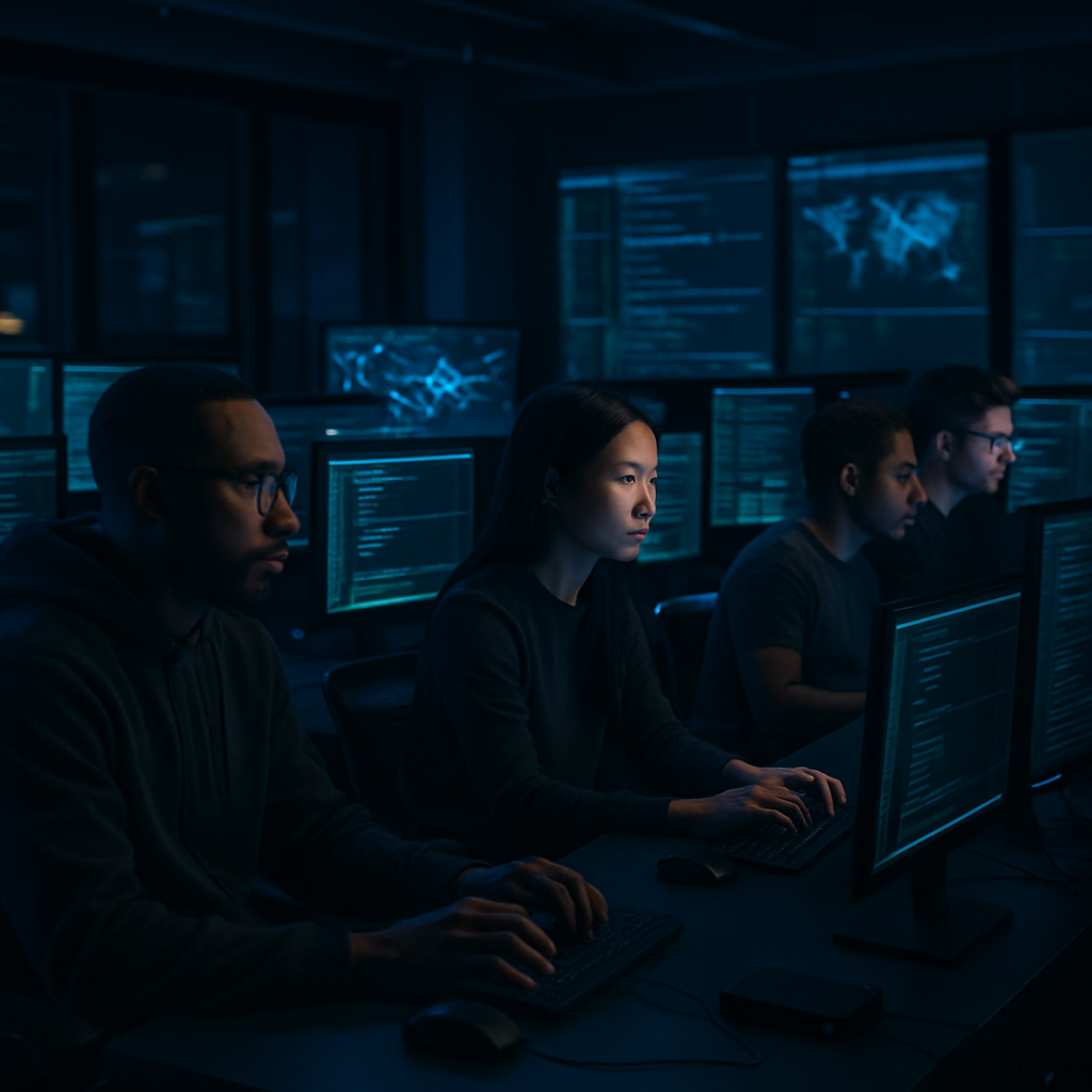 Dark mode interface in cyber security lab